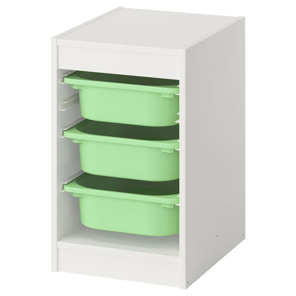 TROFAST Combinaison structure + bacs, blanc/vert clair, 34x44x56 cm
