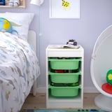 TROFAST Combinaison structure + bacs, blanc/vert clair, 34x44x56 cm