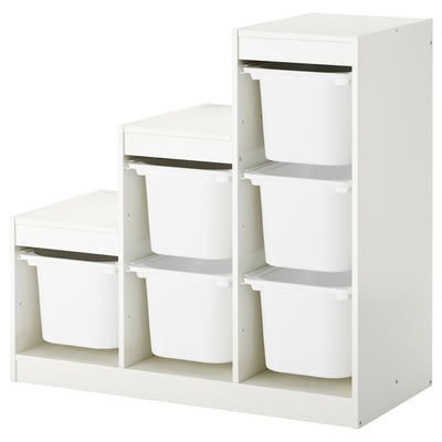 TROFAST Combinaison structure + bacs, blanc, 99x44x94 cm