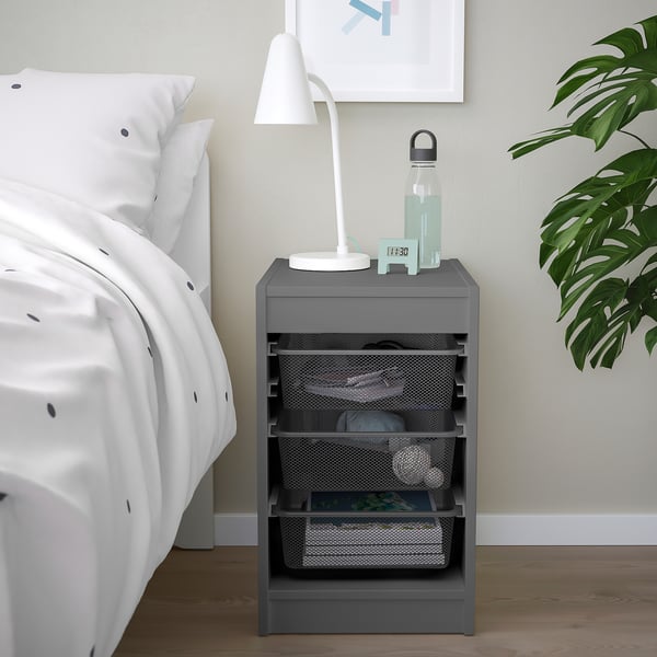 TROFAST Combinaison structure + bacs, gris/gris foncé, 34x44x56 cm
