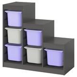 TROFAST Combinaison structure + bacs, gris mauve/gris, 99x44x94 cm