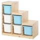 TROFAST Combinaison structure + bacs, pin teinté blanc clair blanc/bleu clair, 94x44x91 cm