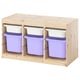TROFAST Combinaison structure + bacs, pin teinté blanc clair blanc/mauve, 93x44x52 cm
