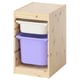 TROFAST Combinaison structure + bacs, pin teinté blanc clair blanc/mauve, 32x44x52 cm