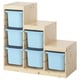 Option : TROFAST Combinaison structure + bacs, pin teinté blanc clair/bleu clair, 94x44x91 cm