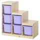 TROFAST Combinaison structure + bacs, pin teinté blanc clair/mauve, 94x44x91 cm