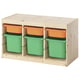 TROFAST Combinaison structure + bacs, pin teinté blanc clair orange clair/vert vif, 93x44x52 cm