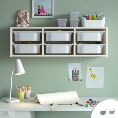 TROFAST Rangement mural, blanc/blanc, 99x21x30 cm