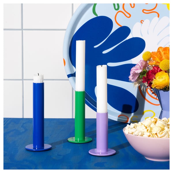 TUVKORNELL Bougeoir, lot de 3, multicolore