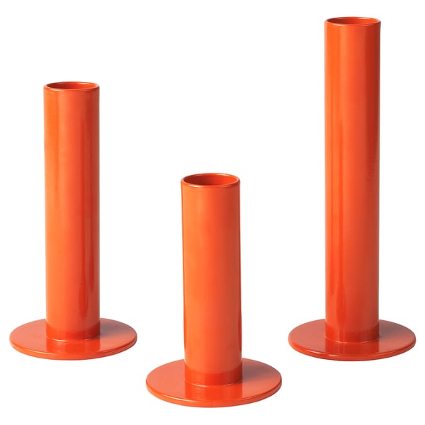 TUVKORNELL Bougeoir, lot de 3, orange