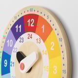 UNDERHÅLLA Horloge éducative en bois, multicolore, 25 cm