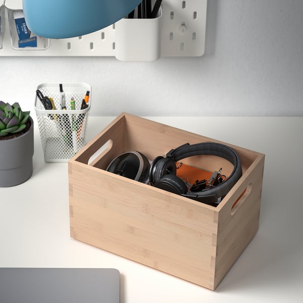 UPPDATERA Boîte de rangement, bambou clair, 16x24x15 cm