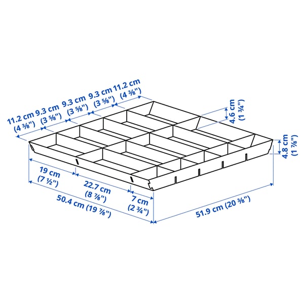 UPPDATERA Organiseur réglable pour tiroir, gris, 60 cm