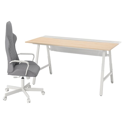 UTESPELARE Bureau et chaise gaming, décor frêne/gris