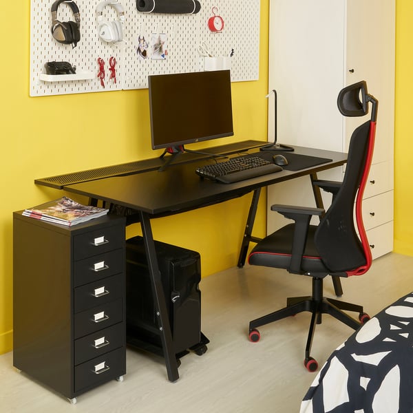 UTESPELARE / MATCHSPEL Bureau, chaise et caisson gaming, noir