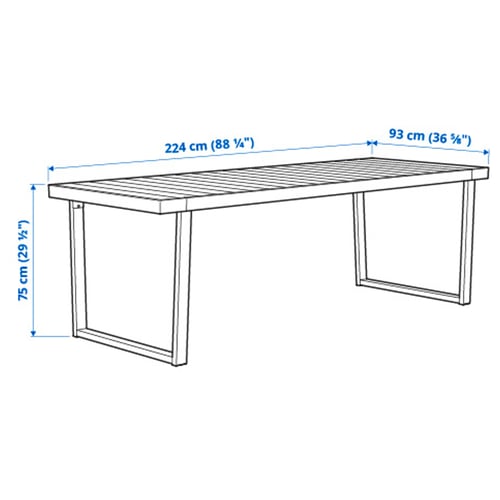 VÄRMANSÖ Table, extérieur, gris foncé, 224x93 cm