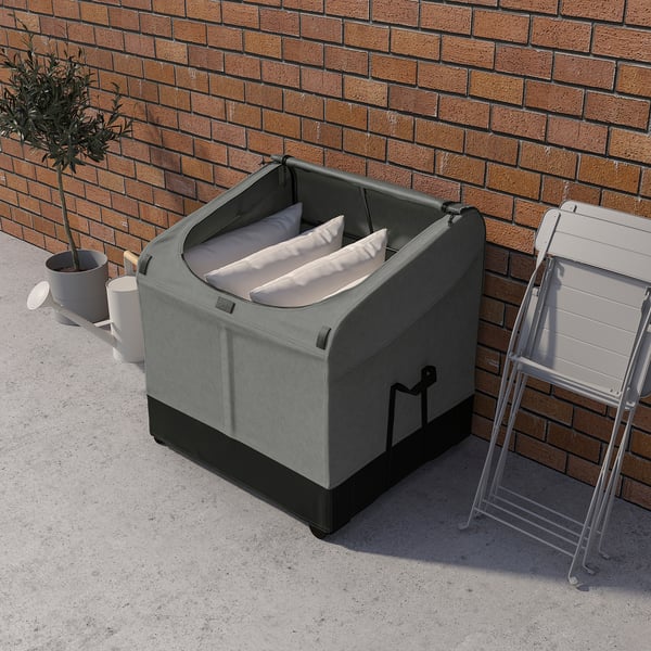 VÄTTERSÖ Boîte de rangement, extérieur, gris foncé, 78x72x79 cm