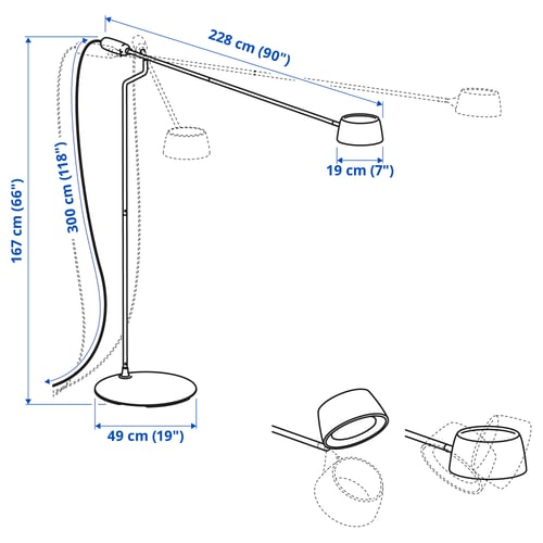 VÅGHÖJD Lampadaire à LED, intensité lumineuse réglable noir