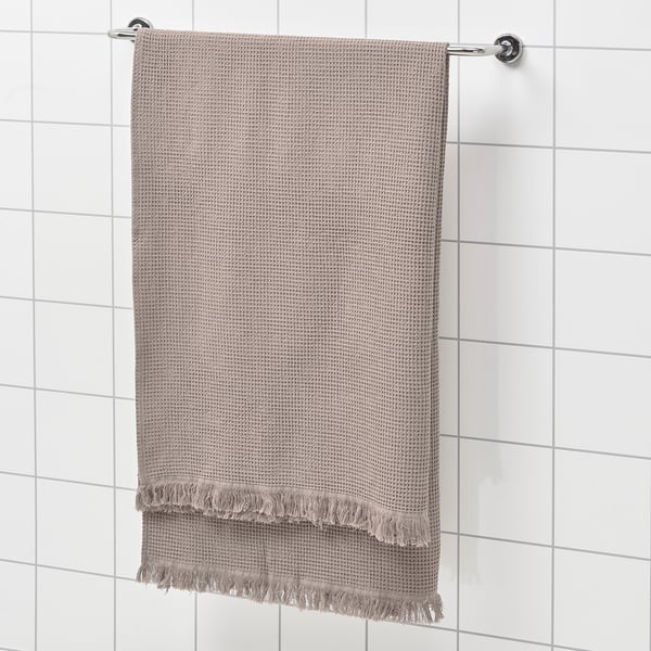 VALLASÅN Drap de bain, gris clair/brun, 100x150 cm