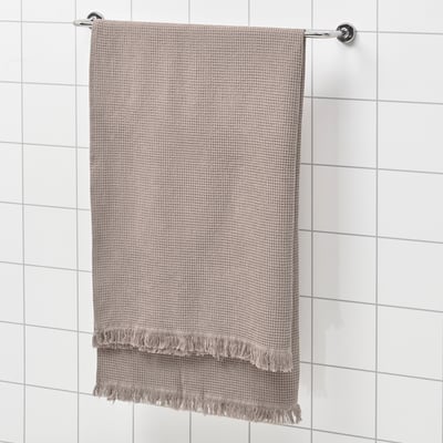 VALLASÅN Drap de bain, gris clair/brun, 100x150 cm