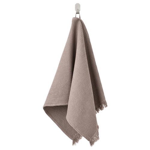 VALLASÅN Serviette de toilette, gris clair/brun, 50x100 cm