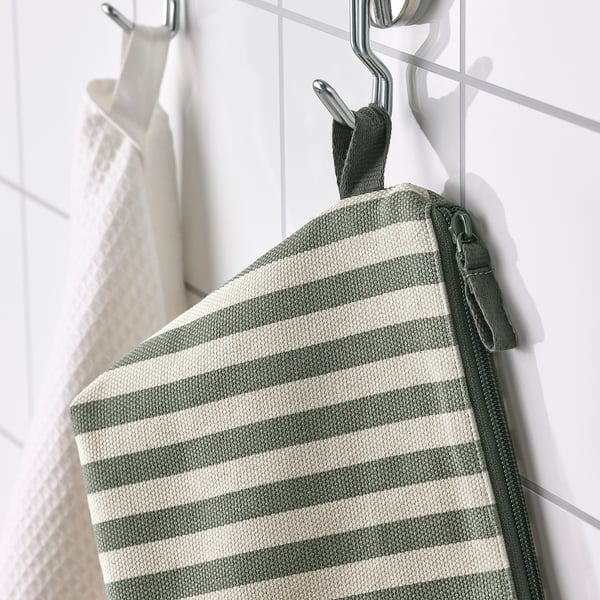 VÅRANTENNMAL Trousse de toilette, écru/gris vert
