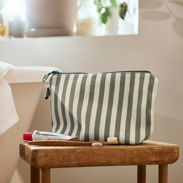 VÅRANTENNMAL Trousse de toilette, écru/gris vert