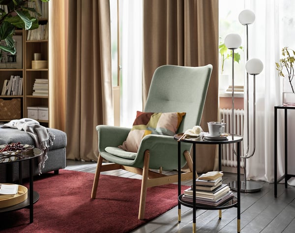 VEDBO Fauteuil haut, Gunnared vert clair