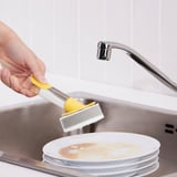 VIDEVECKMAL Brosse vaisselle+réservoir savon,3p, jaune vif