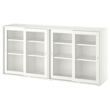 VIHALS Combinaison rangement ptes vitrées, blanc/verre transparent, 190x37x90 cm