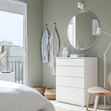 VIHALS Commode 4 tiroirs, blanc/fonction ouverture/fixation, 70x47x90 cm