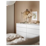 VIHALS Commode 4 tiroirs, blanc/fonction ouverture/fixation, 70x47x90 cm