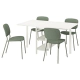 VIHALS / VIHALS Table et 4 chaises, table à rabat blanc/vert Tibbleby gris vert, 39/95/151x90 cm