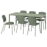 VIHALS / VIHALS Table et 6 chaises, vert/vert Tibbleby gris vert, 120/180x74 cm