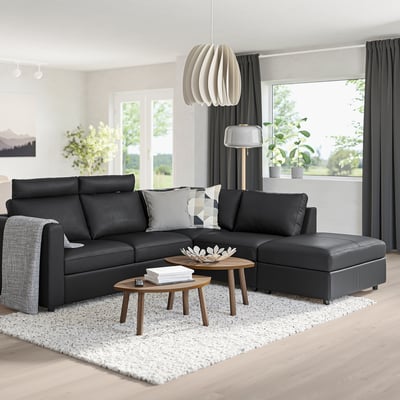 VIMLE Canapé d'angle, 4 places, sans accoudoir avec appui-tête/Grann/Bomstad noir