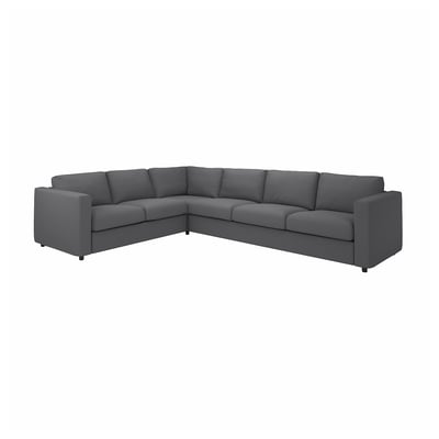 VIMLE Housse canapé d'angle, 5 places, Hallarp gris