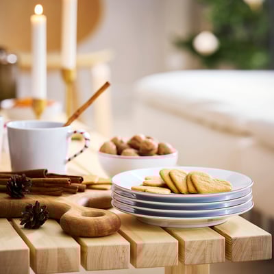 VINTERFINT Petite assiette, blanc/rouge, 20 cm