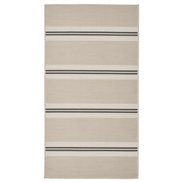 VIRKLUND Tapis tissé à plat, int/extérieur, blanc/beige/gris foncé, 80x150 cm