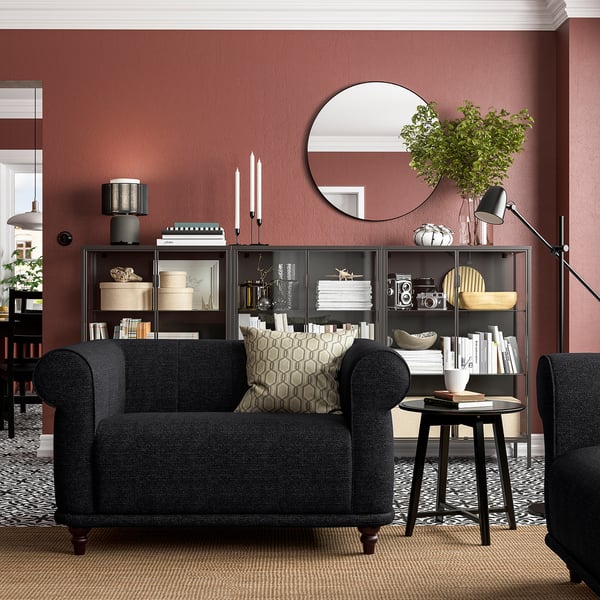 VISKAFORS Fauteuil 1,5 places, Lejde anthracite/brun