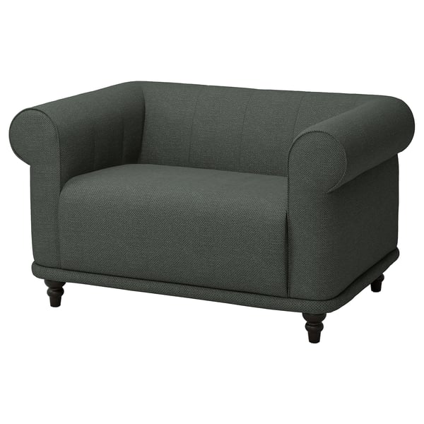 VISKAFORS Fauteuil 1,5 places, Lejde gris/vert/brun