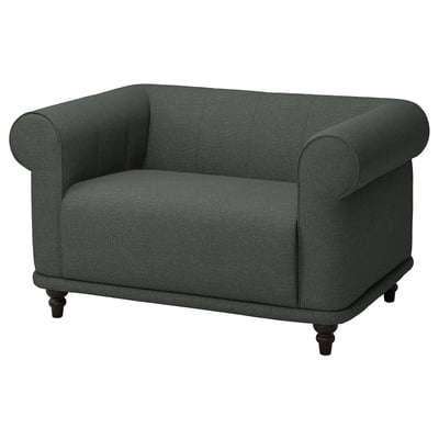 VISKAFORS Fauteuil 1,5 places, Lejde gris/vert/brun