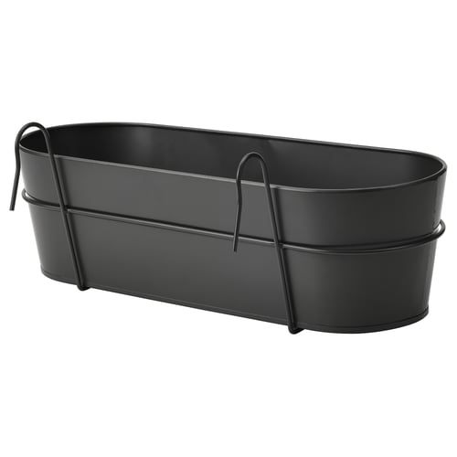VITLÖK Jardinière avec support, intérieur/extérieur/anthracite, 56x20 cm