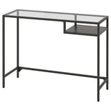 VITTSJÖ Table ordinateur portable, brun noir/verre, 100x36 cm