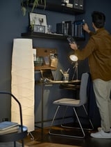 VITTSJÖ Table ordinateur portable, brun noir/verre, 100x36 cm