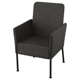 VITTSKÄR Chaise à accoudoirs, plastique imitation rotin extérieur/gris foncé