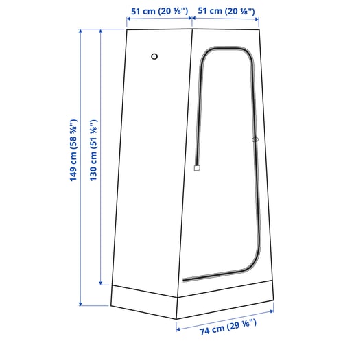 VUKU Armoire-penderie, blanc, 74x51x149 cm
