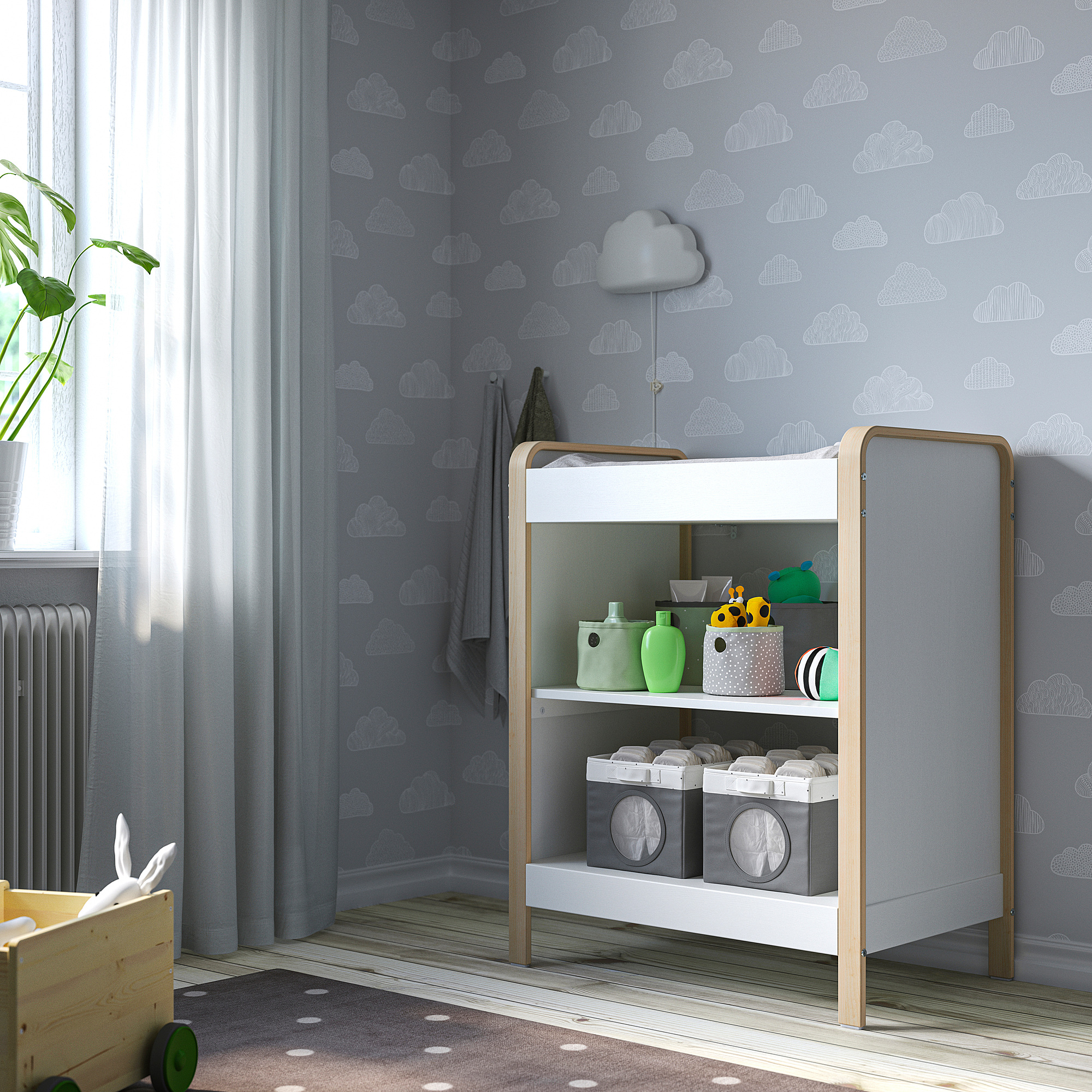 ÄLSKVÄRD Changing table, birch/white