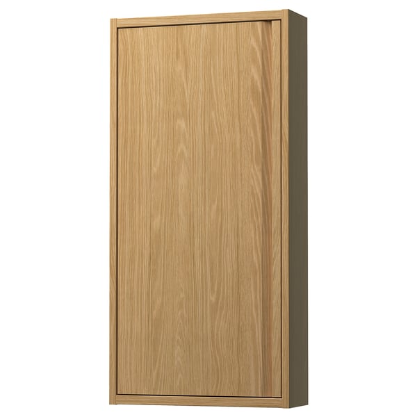 ÄNGSJÖN Wall cabinet with door, oak effect, 46x15x94 cm