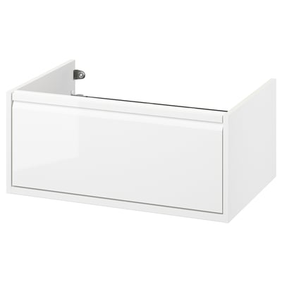 ÄNGSJÖN Wash-stand with drawer, high-gloss white, 76x53x33 cm