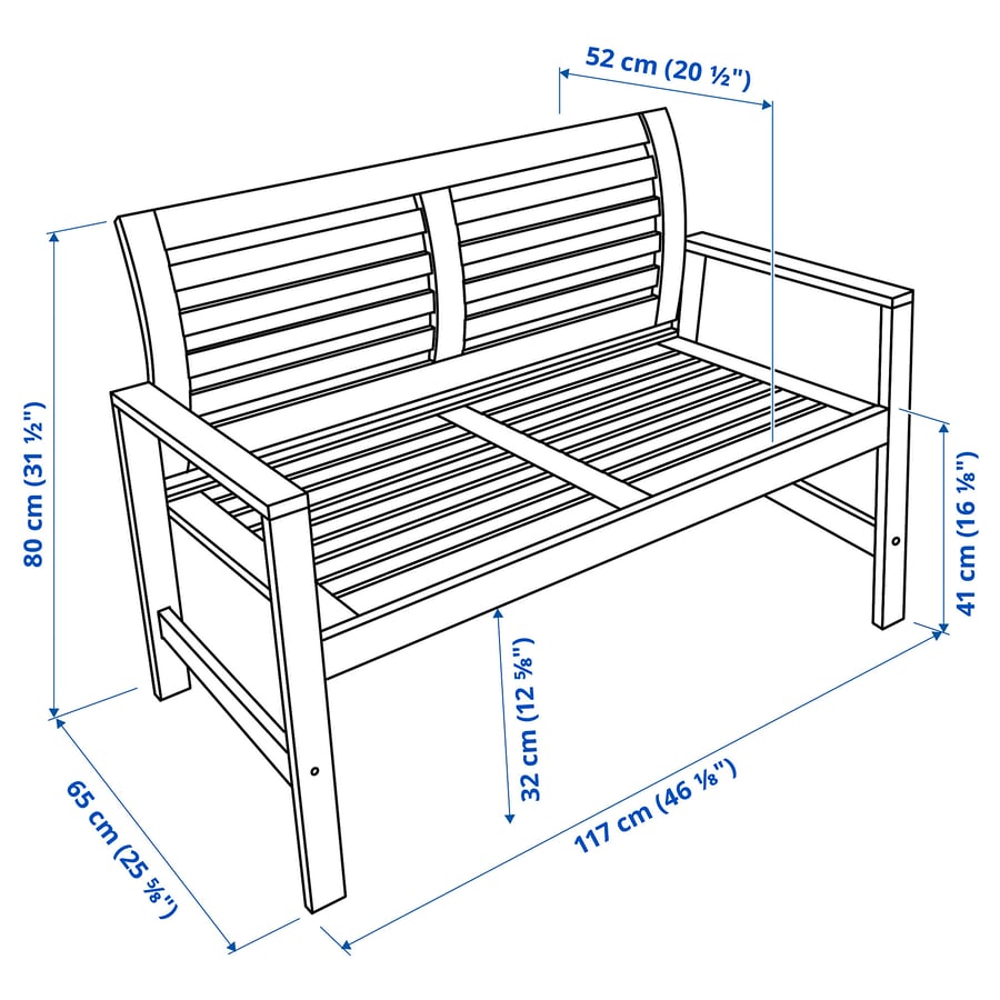 ÄPPLARÖ Bench with backrest, outdoor, brown stained - IKEA